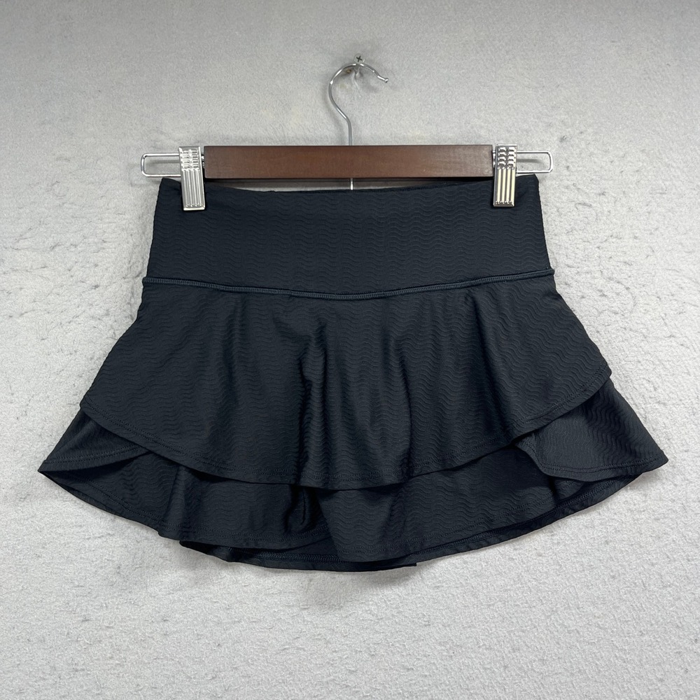 Athleta Skort Girl M 8-10 Black Chit Chat Ruffle Tennis Golf Athletic Athleisure